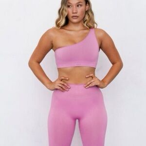 SETActive Charm Pink One Shoulder Sculptflex Activewear Set